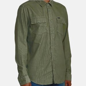 RVCA Freeman Cord Green Long Sleeve Size Small